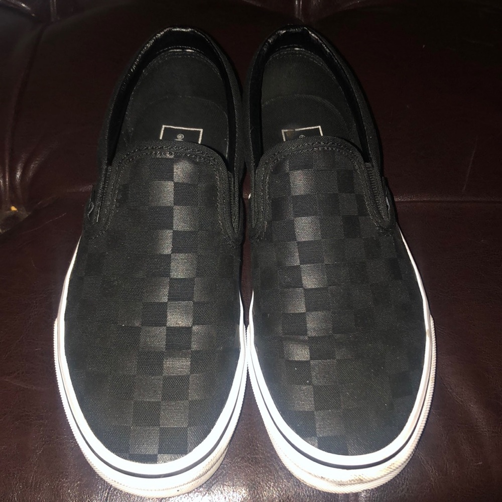 Checkered slip on vans